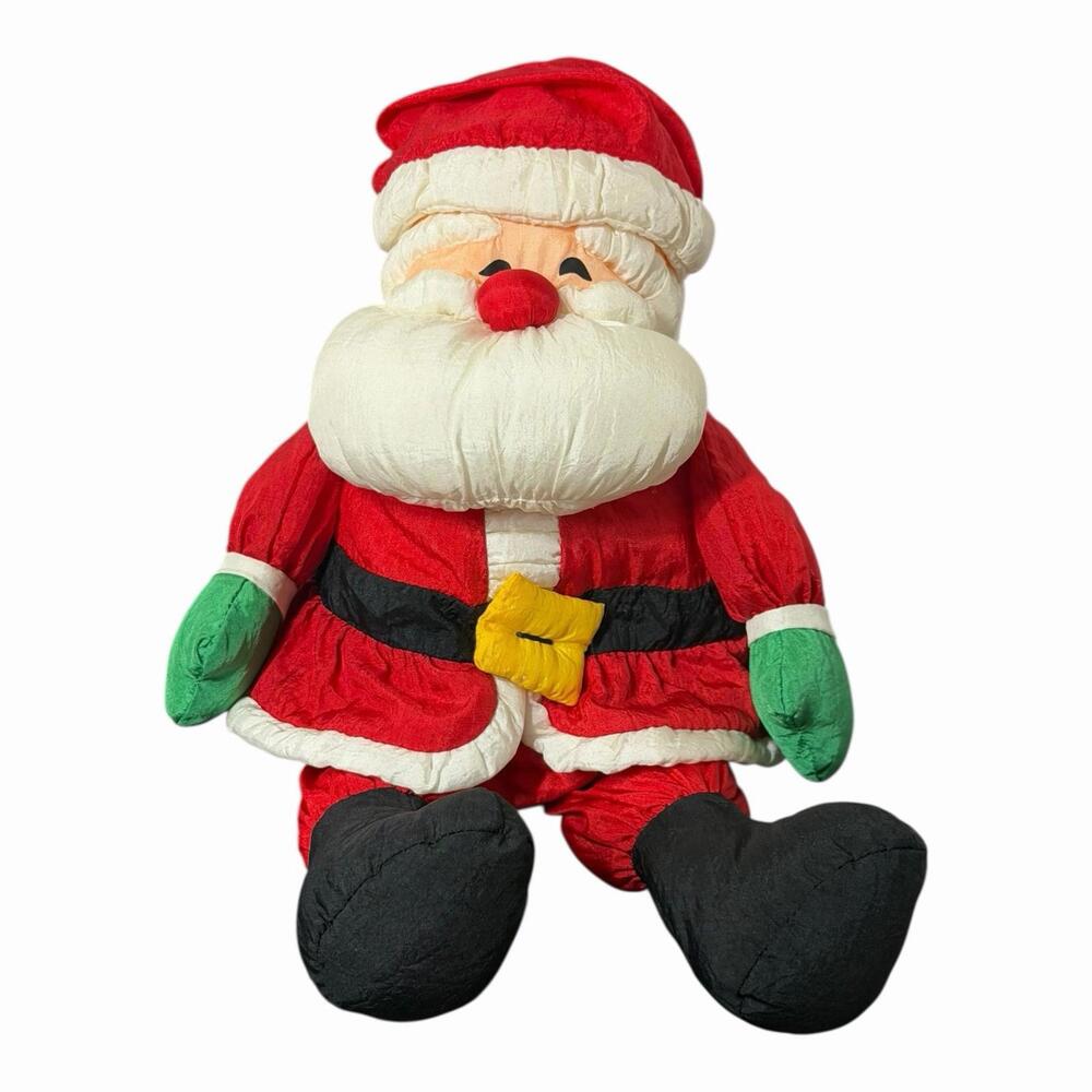VTG Hallmark Nylon SANTA CLAUS Plush Doll 12” Parachute Style Stuffed Xmas Toy